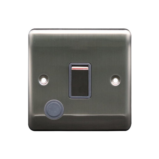 Caradok 20A DP Switch + FO Brushed Chrome Grey Insert - Caradok - The Curve - Brushed Steel