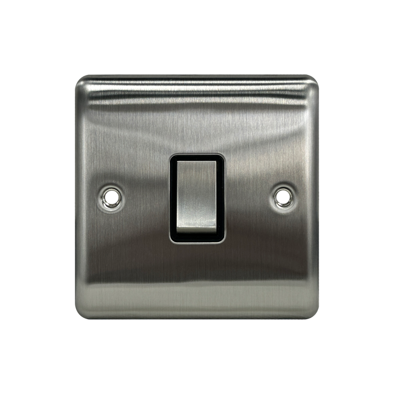 Caradok 20A DP Switch Brushed Chrome Black Insert - Caradok - The Curve - Brushed Steel