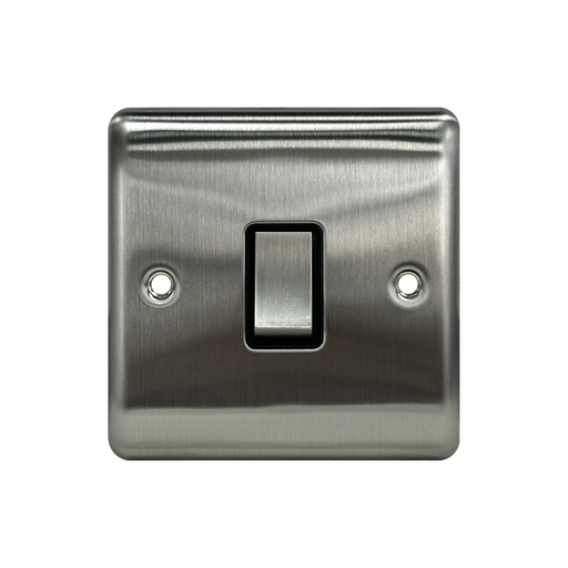 Caradok 20A DP Switch Brushed Chrome Black Insert - Caradok - The Curve - Brushed Steel