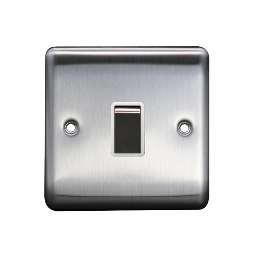 Caradok 20A DP Switch Brushed Chrome White Insert - Caradok - The Curve - Brushed Steel