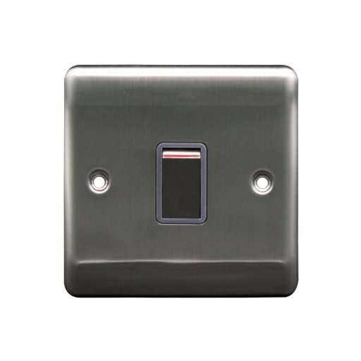 Caradok 20A DP Switch Brushed Chrome Grey Insert - Caradok - The Curve - Brushed Steel