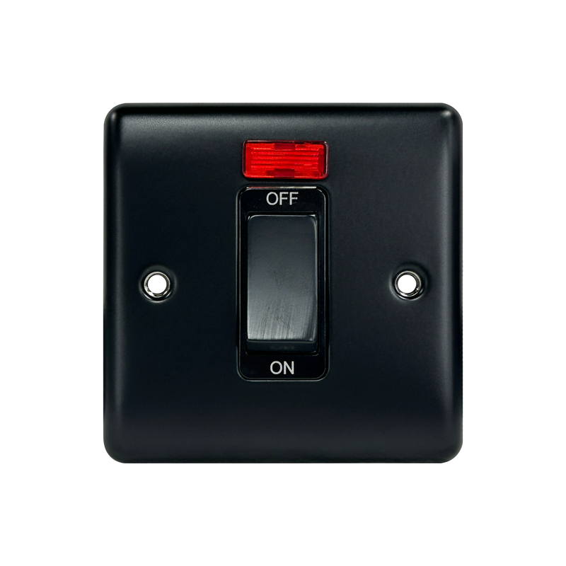 Caradok 1G 45A DP Switch c/w Neon Matt Black - Caradok - The Curve - Matt Black