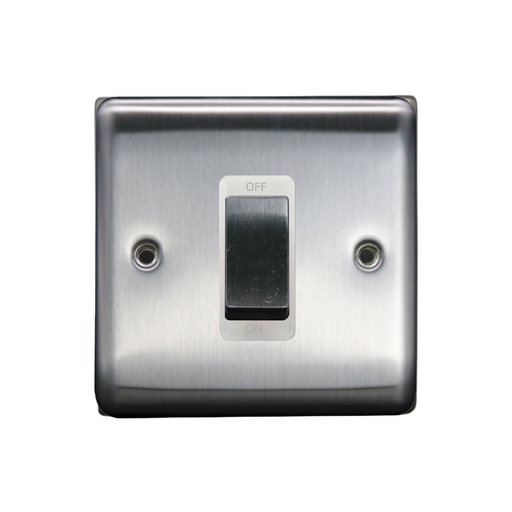 Caradok 1G 45A DP Switch Brushed Chrome White Insert - Caradok - The Curve - Brushed Steel