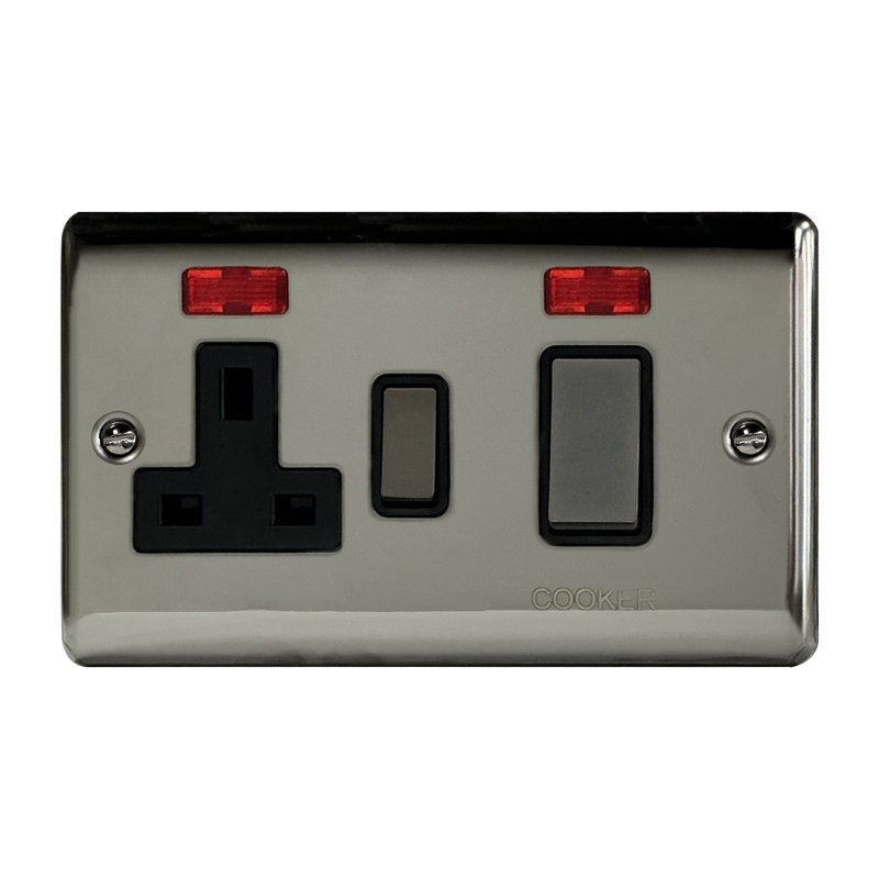 Caradok 45A DP Cooker Control Unit c/w Neon Black Nickel - Hardware > Power & Electrical Supplies > Power Outlets & Sockets Caradok - The Curve - Black Nickel
