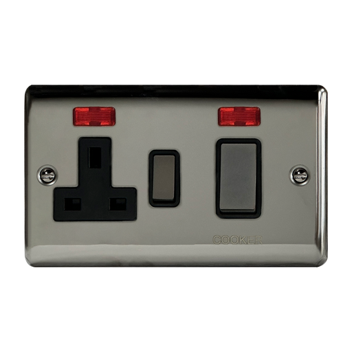 Caradok 45A DP Cooker Control Unit c/w Neon Black Nickel - Hardware > Power & Electrical Supplies > Power Outlets & Sockets Caradok - The Curve - Black Nickel