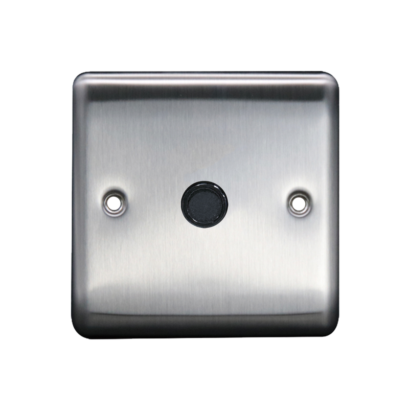 Caradok 20A Flex Outlet Plate Brushed Chrome Grey Insert - Caradok - The Curve - Brushed Steel