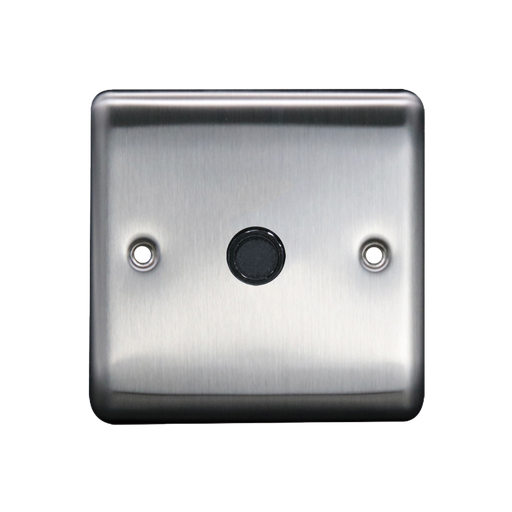 Caradok 20A Flex Outlet Plate Brushed Chrome Grey Insert - Caradok - The Curve - Brushed Steel