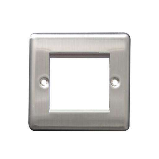 Caradok 1G 2 Module Data Plate Brushed Chrome White Insert - Caradok - The Curve - Brushed Steel