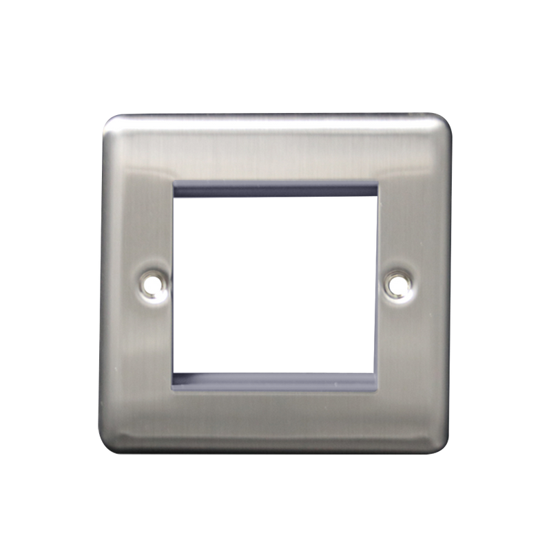 Caradok 1G 2 Module Data Plate Brushed Chrome Grey Insert - Caradok - The Curve - Brushed Steel