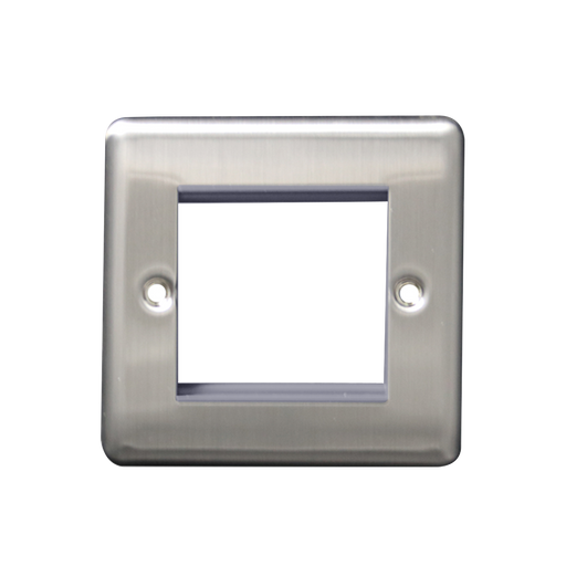 Caradok 1G 2 Module Data Plate Brushed Chrome Grey Insert - Caradok - The Curve - Brushed Steel