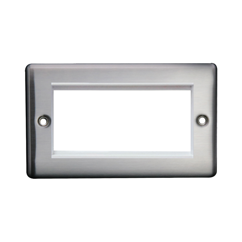 Caradok 2G 4 Module Data Plate Brushed Chrome White Insert - Caradok - The Curve - Brushed Steel