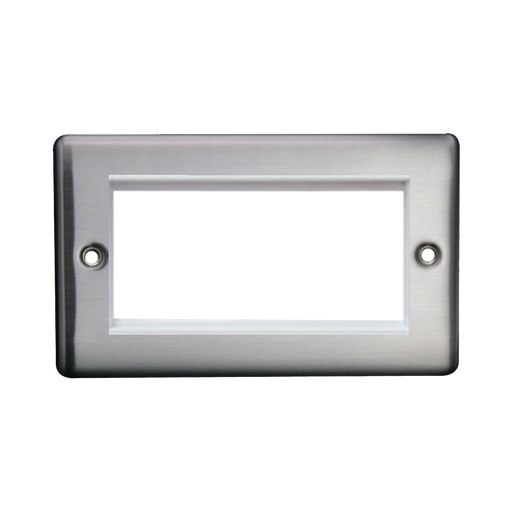 Caradok 2G 4 Module Data Plate Brushed Chrome White Insert - Caradok - The Curve - Brushed Steel