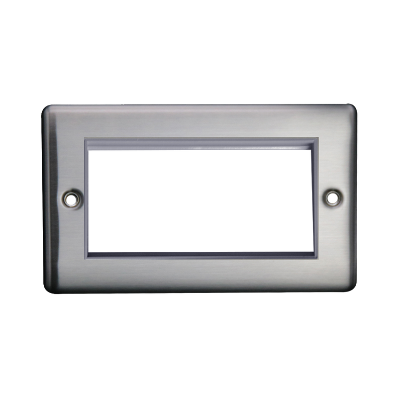 Caradok 2G 4 Module Data Plate Brushed Chrome Grey Insert - Caradok - The Curve - Brushed Steel