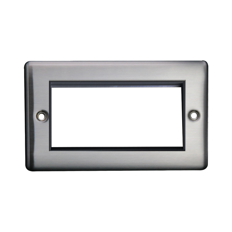 Caradok 2G 4 Module Data Plate Brushed Chrome Black Insert - Caradok - The Curve - Brushed Steel