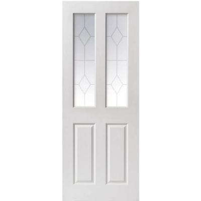 Canterbury Textured White Primed 2 Light Etched Glazed Internal Door - All Sizes - Doors