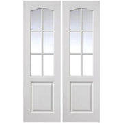 Classique Textured White Primed Glazed Internal Door Pairs - 1981mm x 1220mm - Doors