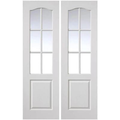 Classique Textured White Primed Glazed Internal Door Pairs - 1981mm x 1220mm - Doors