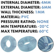 Clear PVC Pipe 4mm*6mm - Hardware > Plumbing > Plumbing Pipes Tech Hose & Fittings
