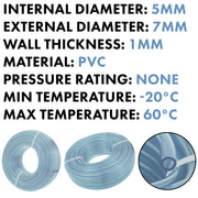 Clear PVC Pipe 5mm*7mm - Hardware > Plumbing > Plumbing Pipes Tech Hose & Fittings