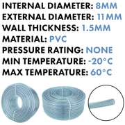 Clear PVC Pipe 8mm*11mm - Hardware > Plumbing > Plumbing Pipes Tech Hose & Fittings