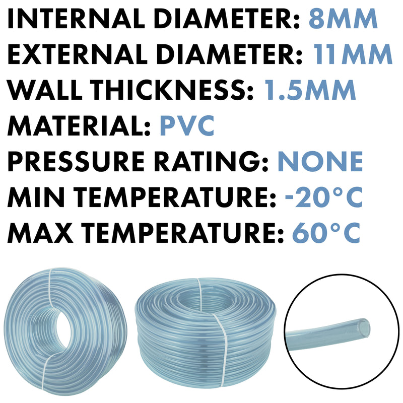 Clear PVC Pipe 8mm*11mm - Hardware > Plumbing > Plumbing Pipes Tech Hose & Fittings