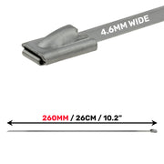 Stainless Steel Cable Ties 4.6mm x 260mm - Electronics > Electronics Accessories > Cable Management > Wire & Cable Ties Cable ties