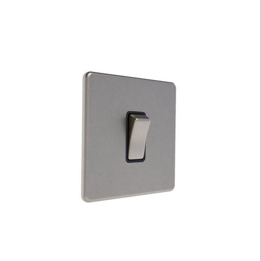 Caradok 1G Intermediate 10A Switch Brushed Chrome - Black Inserts - Caradok - The Flat - Brushed Steel