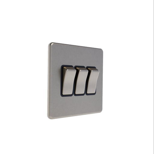 Caradok 3G 2Way 10A Switch Brushed Chrome Black - Caradok - The Flat - Brushed Steel