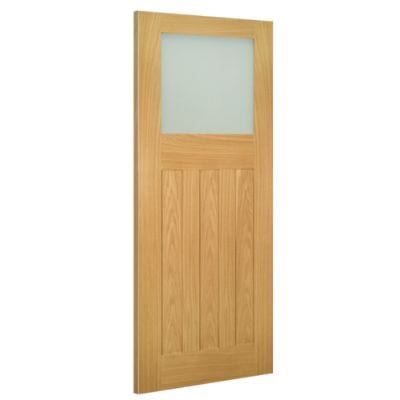 Cambridge Oak Unfinished Frosted Glazed Internal Door - All Sizes - Doors
