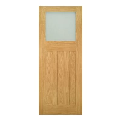 Cambridge Oak Unfinished Frosted Glazed Internal Door - All Sizes - Doors