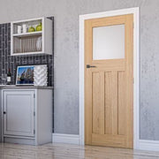 Cambridge Oak Unfinished Frosted Glazed Internal Door - All Sizes - Doors