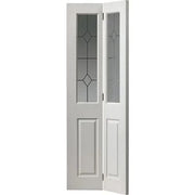 Canterbury Textured White Primed 2 Light Panel Glazed Bi-Fold Internal Door - 1981mm x 762mm - Doors
