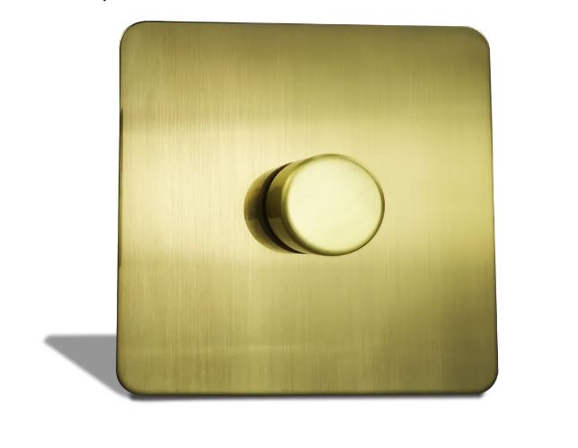 Caradok 1 Gang Screwless 2 Way Brushed Brass LED Dimmer Switch - Hardware Caradok - Screwless Brushed Brass