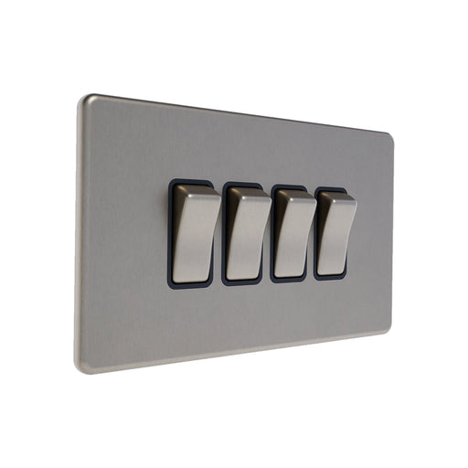 Caradok 4G 2Way 10A Switch Brushed Chrome - Caradok - The Flat - Brushed Steel