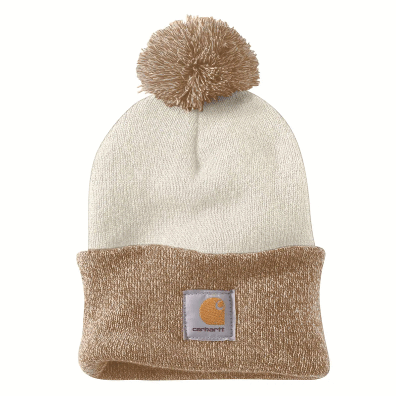 Carhartt 102240 Womens Lookout Knit Pom-Pom Cuffed Beanie Hat - WOMENS HEADWEAR