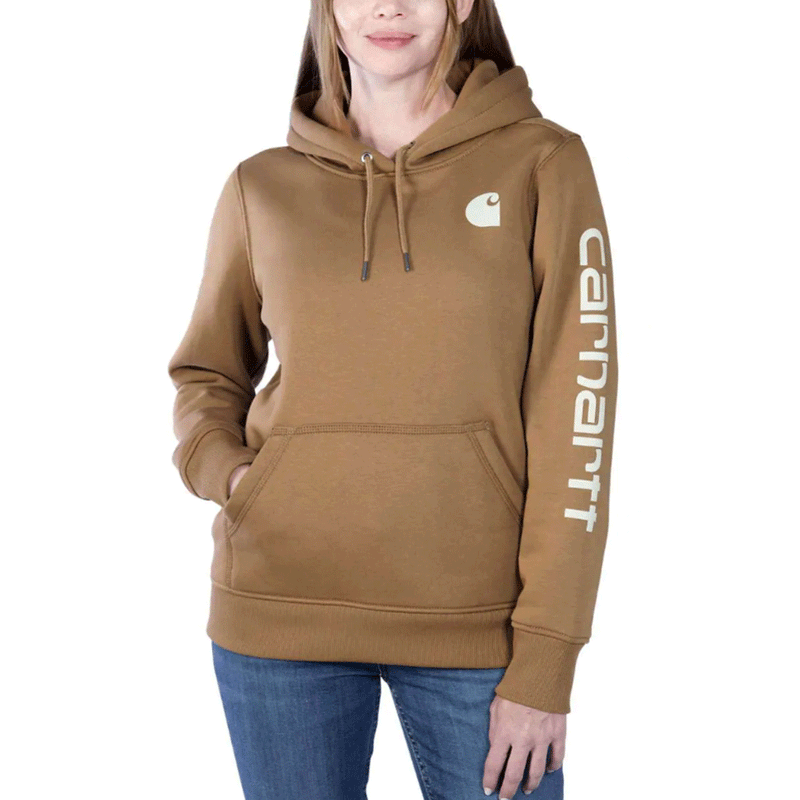 Carhartt 102791 Womens Clarksburg Relaxed Fit Midweight Logo Sleeve Sweatshirt - WOMENS HOODIES