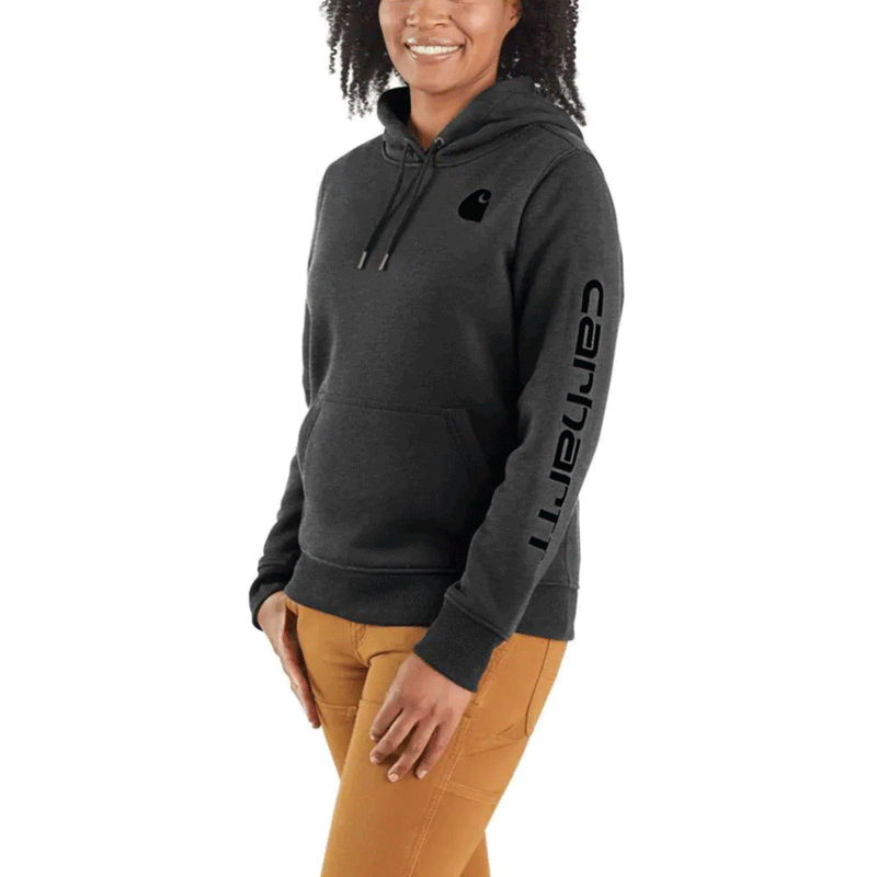 Carhartt 102791 Womens Clarksburg Relaxed Fit Midweight Logo Sleeve Sweatshirt - WOMENS HOODIES