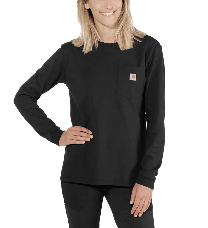 Carhartt 103244 Womens Heavyweight Loose Fit Long Sleeve Pocket T-Shirt - WOMENS T-SHIRTS