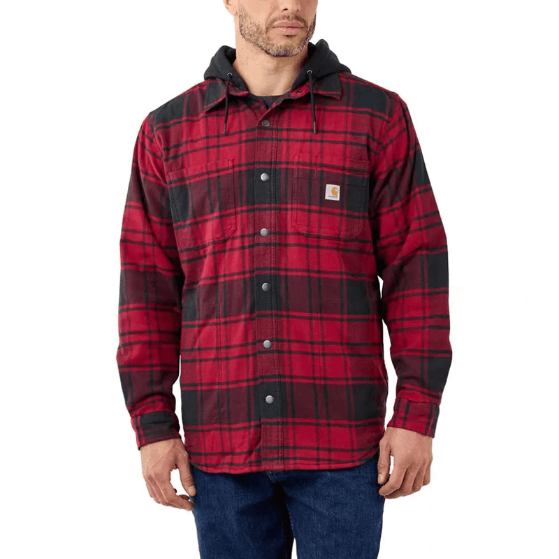 Carhartt 105621 Rugged Flex Relaxed Fit Flannel Fleece Lined Hooded Jac Shirt - Apparel & Accessories > Clothing > Clothing Tops > Shirts SHIRTS