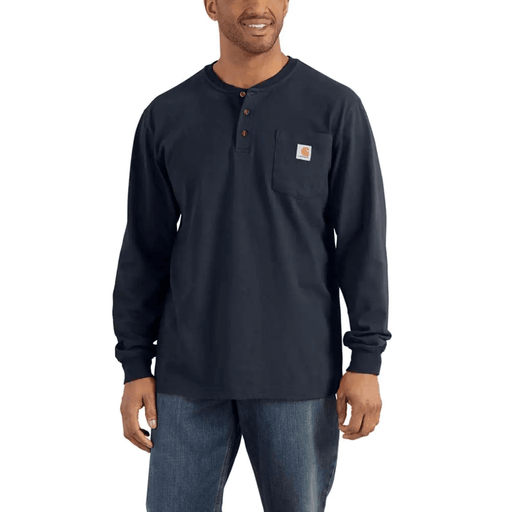 Carhartt K128 Loose Fit Heavyweight Long Sleeve Pocket Henley T-Shirt - T-SHIRTS