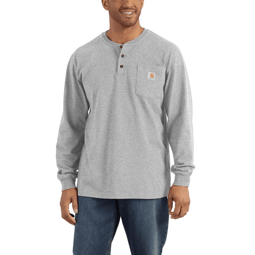Carhartt K128 Loose Fit Heavyweight Long Sleeve Pocket Henley T-Shirt - T-SHIRTS