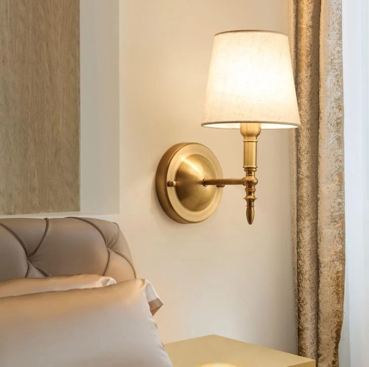 The Charlestown Classic Single Arm Wall Light With Fabric Shade - Wall Lights