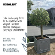 IDEALIST Lite Chelsea Flower Box Square Garden Planter, Faux Lead Light Stone Outdoor Plant Pot W30 H30 L30 cm, 27L - Home & Garden > Lawn & Garden > Gardening > Pots & Planters > Planters