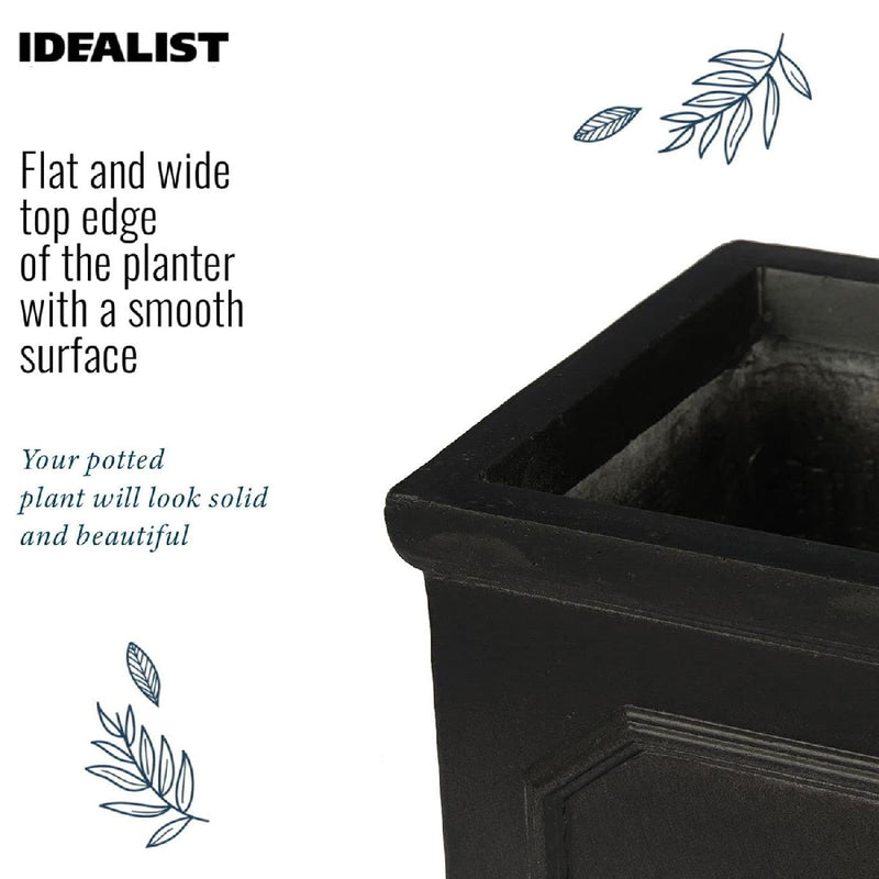 IDEALIST Lite Chelsea Flower Box Square Garden Planter, Faux Lead Light Stone Outdoor Plant Pot W22 H22 L22 cm, 11L - Home & Garden > Lawn & Garden > Gardening > Pots & Planters > Planters