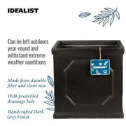 IDEALIST Lite Chelsea Flower Box Square Garden Planter, Faux Lead Light Stone Outdoor Plant Pot W37 H38 L37 cm, 52L - Home & Garden > Lawn & Garden > Gardening > Pots & Planters > Planters