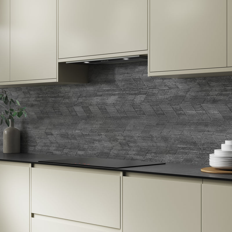 Bushboard Alloy Concrete Chevron Aluminium Feature Kitchen Splashback