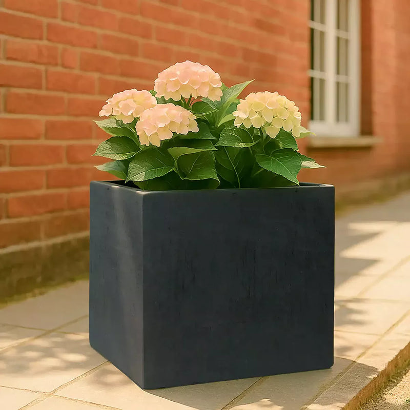 IDEALIST Lite Contemporary Flower Box Square Garden Planter, Faux Lead Light Concrete Outdoor Large Plant Pot H50 L50 W50 cm, 126L - Home & Garden > Lawn & Garden > Gardening > Pots & Planters > Planters