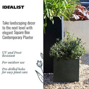 IDEALIST Lite Contemporary Flower Box Square Garden Planter, Light Concrete Outdoor Plant Pot H30 L30 W30 cm, 27L - Home & Garden > Lawn & Garden > Gardening > Pots & Planters > Planters