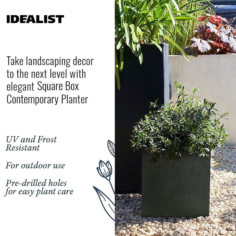 IDEALIST Lite Contemporary Flower Box Square Garden Planter, Light Concrete Outdoor Plant Pot H30 L30 W30 cm, 27L - Home & Garden > Lawn & Garden > Gardening > Pots & Planters > Planters