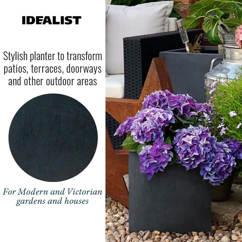 IDEALIST Lite Contemporary Flower Box Square Garden Planter, Light Concrete Outdoor Plant Pot H30 L30 W30 cm, 27L - Home & Garden > Lawn & Garden > Gardening > Pots & Planters > Planters